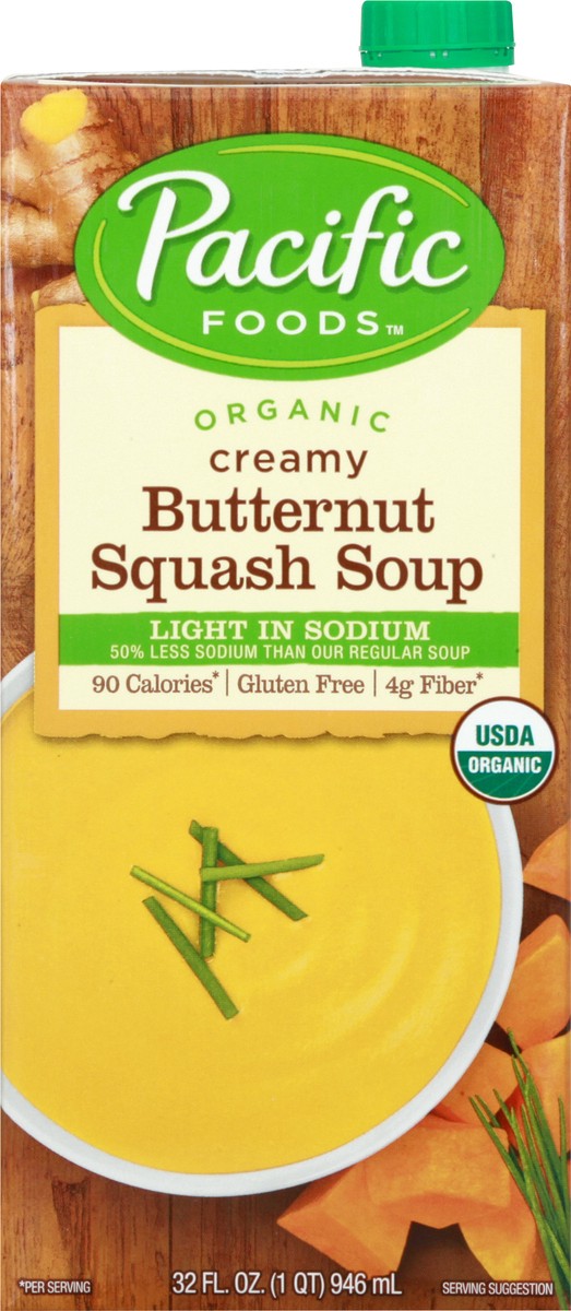 slide 5 of 10, Pacific Foods Organic Butternut Squash Soup, Light Sodium, 32oz, 