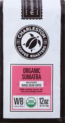 Charleston Coffee Roasters Organic Whole Bean Bold Roast Sumatra Coffee - 12 oz