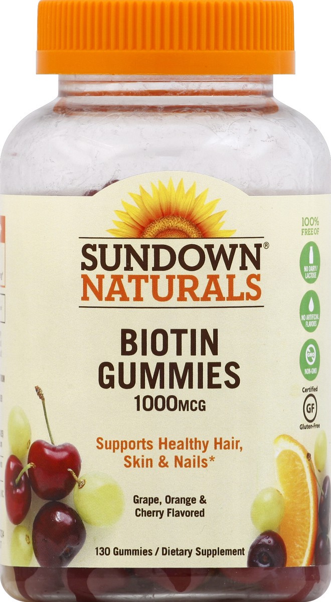 slide 1 of 3, Sundown Naturals Sundown Biotin Gummies, 130 ct