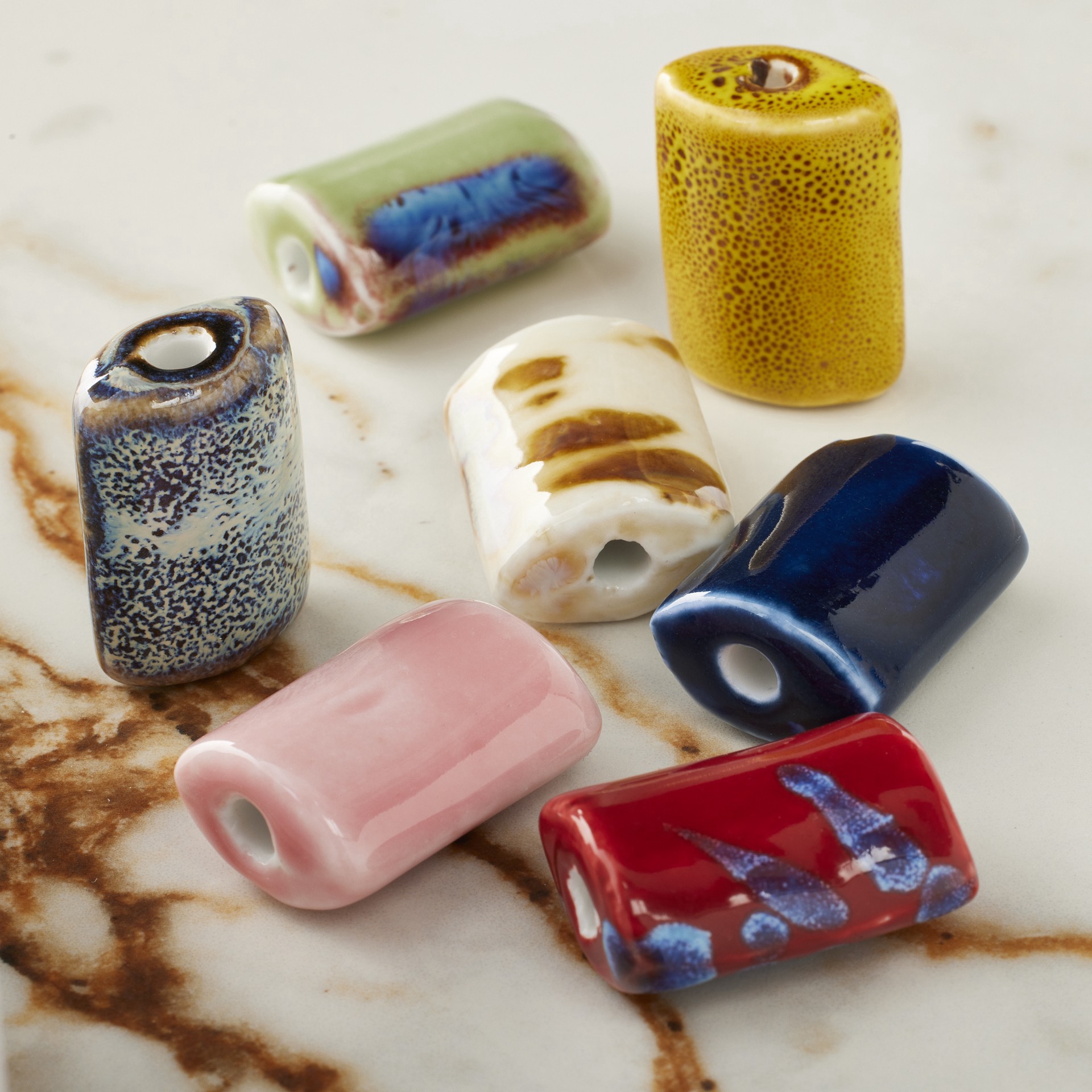 slide 2 of 3, Multicolor Ceramic Puffed Rectangle Beads, 28mm By Bead Landing, 28 mm