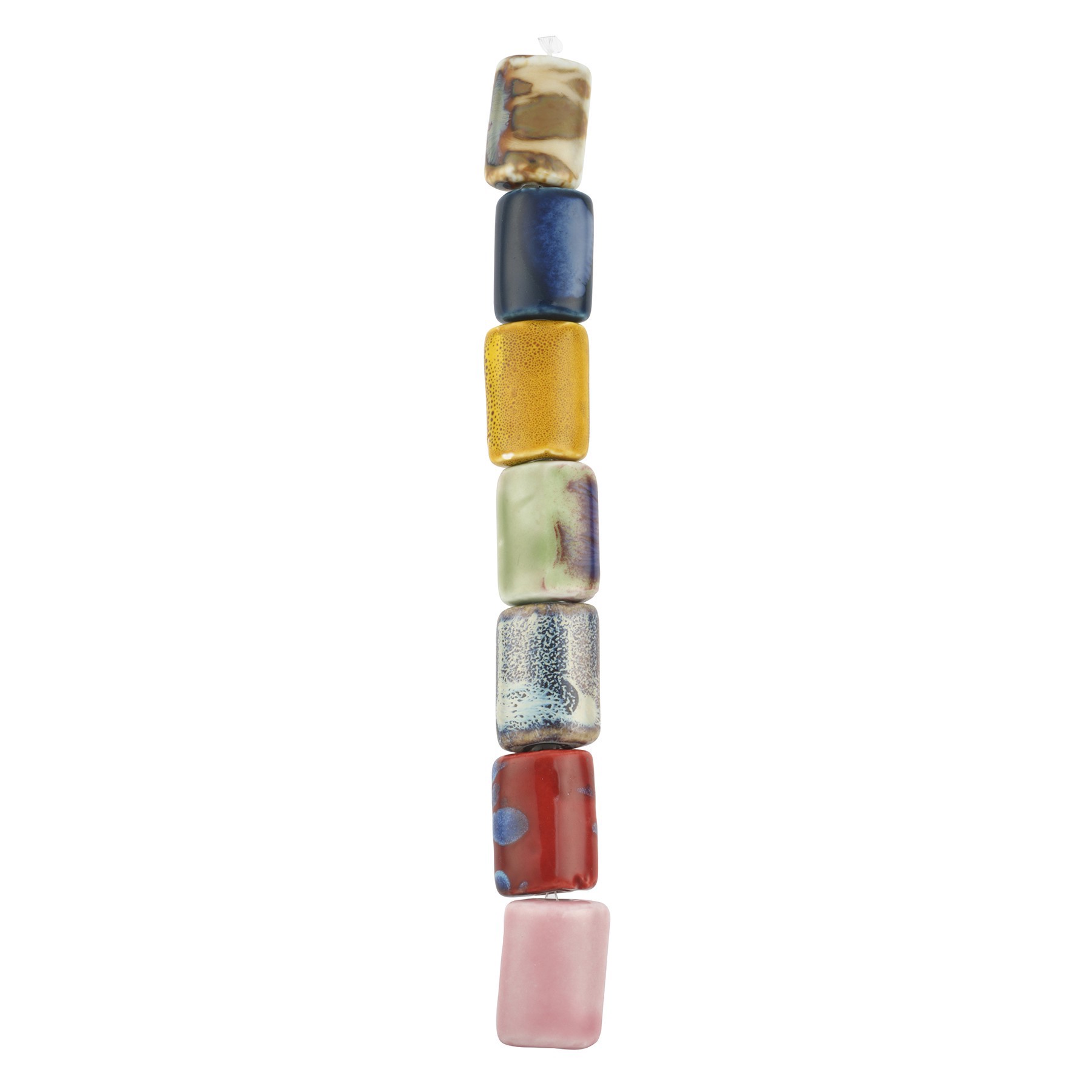 slide 3 of 3, Multicolor Ceramic Puffed Rectangle Beads, 28mm By Bead Landing, 28 mm
