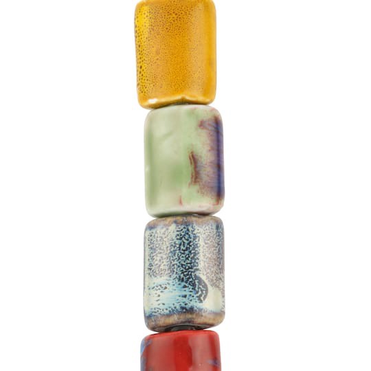 slide 1 of 3, Multicolor Ceramic Puffed Rectangle Beads, 28mm By Bead Landing, 28 mm
