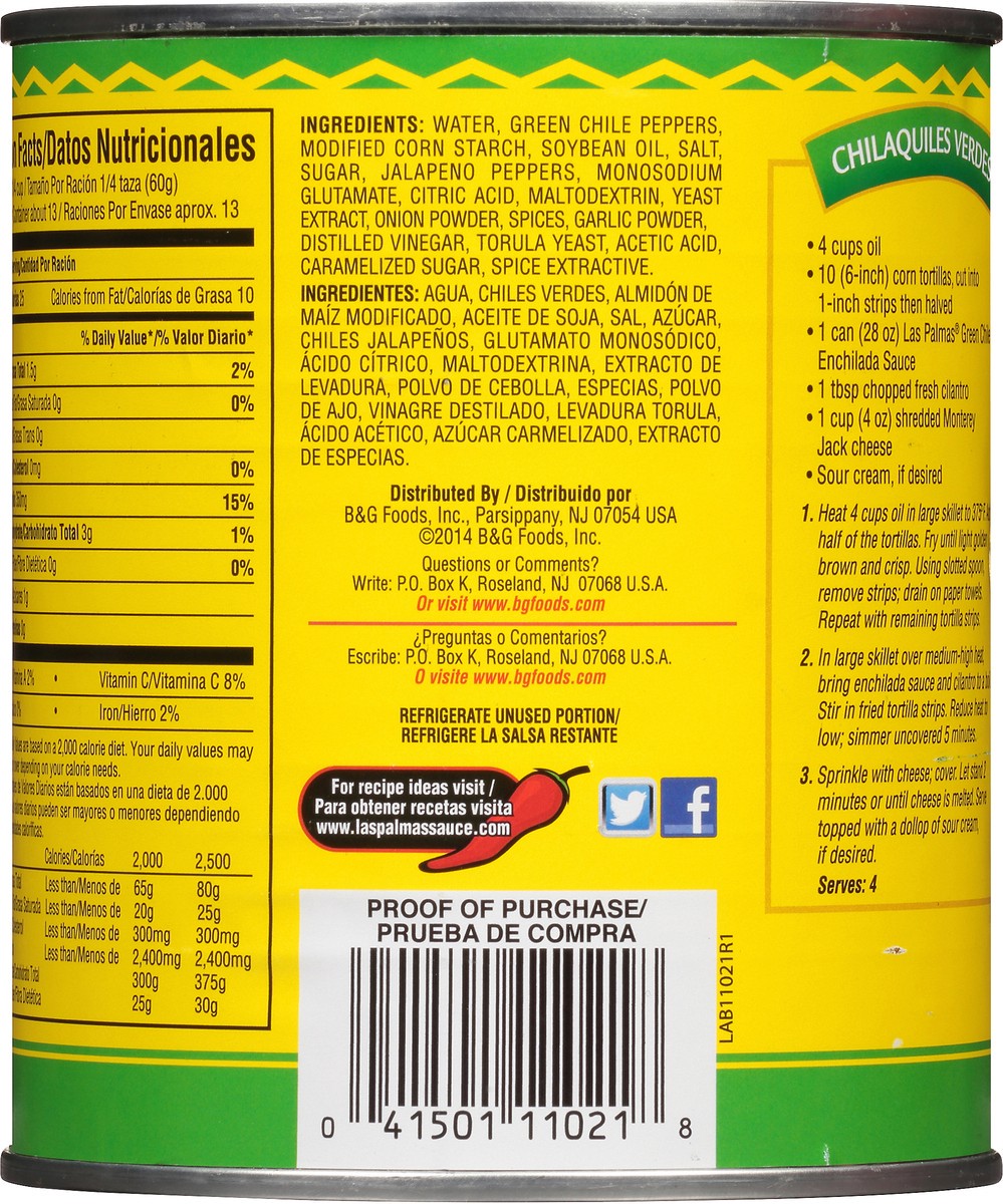 slide 10 of 13, Las Palmas Medium Green Chile Enchilada Sauce, 28 oz, 28 oz
