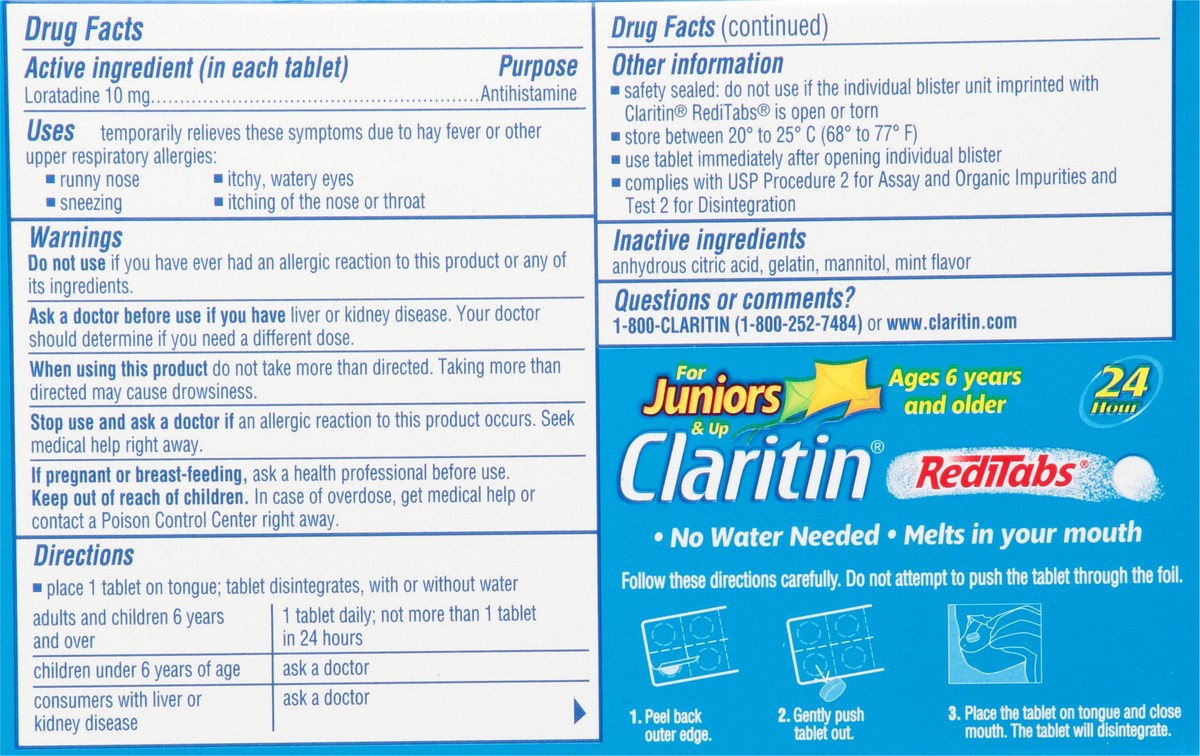 slide 5 of 9, Claritin Reditabs Tabs 6/Up Alrgy Relief, 10 ct