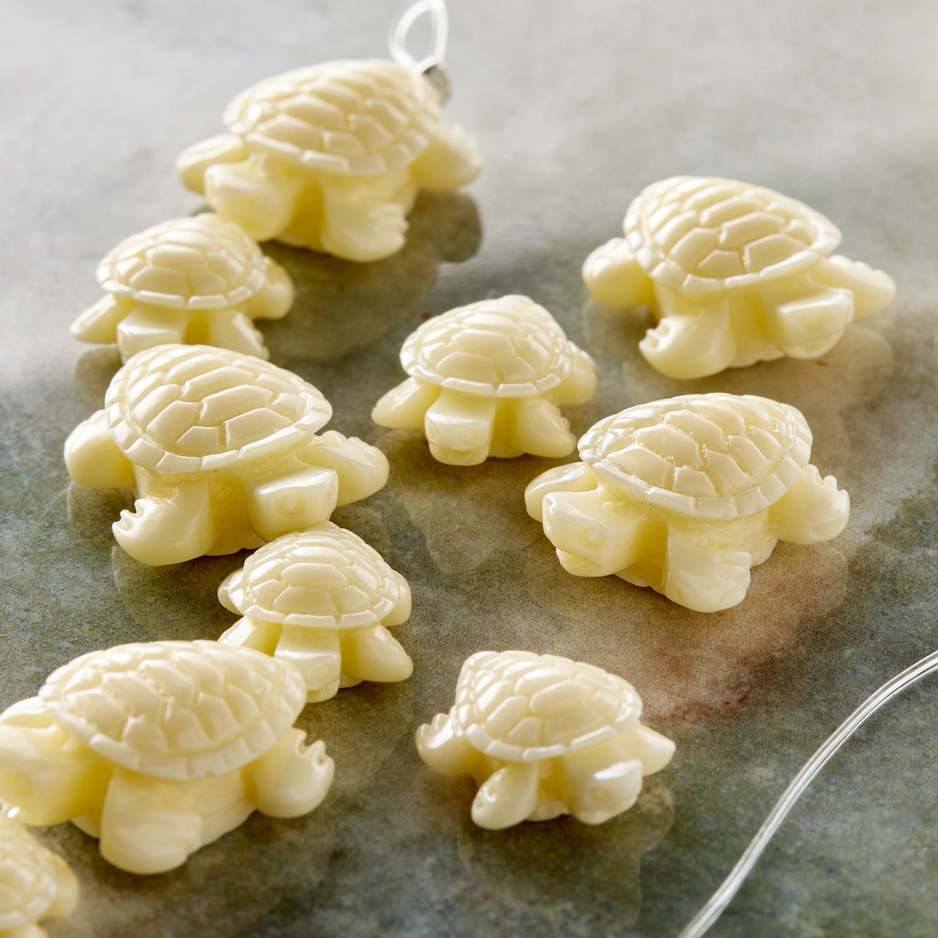 slide 3 of 3, Cream Reconstituted Quartzite Turtle Beads By Bead Landing, 15mm-20mm