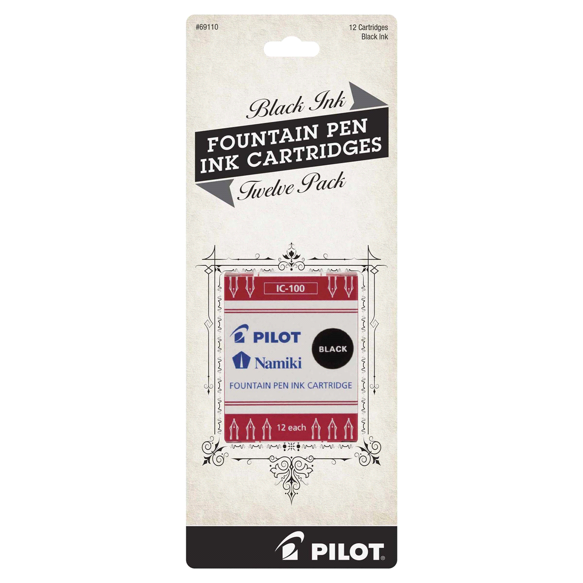 slide 1 of 1, Pilot Fountain Pen Ink Cartridges, Black, 12 ct