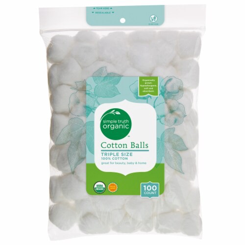slide 1 of 1, Simple Truth Organic Cotton Balls, 100 ct
