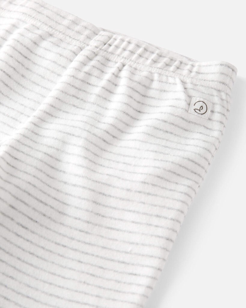 slide 3 of 3, Littleplanet Baby 2-Pack Organic Cotton Rib Footed Pants Heather Grey Stripe, Sweet Cream NB, 1 ct