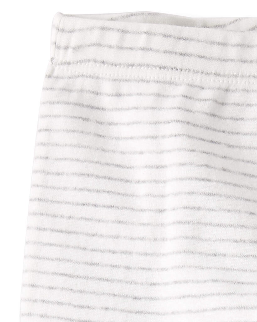 slide 2 of 3, Littleplanet Baby 2-Pack Organic Cotton Rib Footed Pants Heather Grey Stripe, Sweet Cream NB, 1 ct