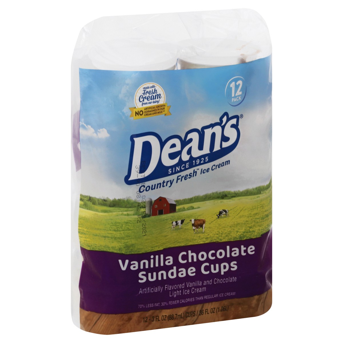 slide 7 of 9, Dean's Country Fresh Light Vanilla Chocolate Sundae Ice Cream Cups 12 - 3 fl oz Cups, 12 ct