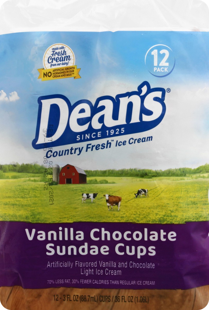 slide 4 of 9, Dean's Country Fresh Light Vanilla Chocolate Sundae Ice Cream Cups 12 - 3 fl oz Cups, 12 ct