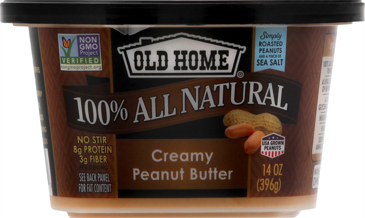 slide 2 of 9, Old Home 100% All Natural Creamy Peanut Butter 14 oz, 14 oz