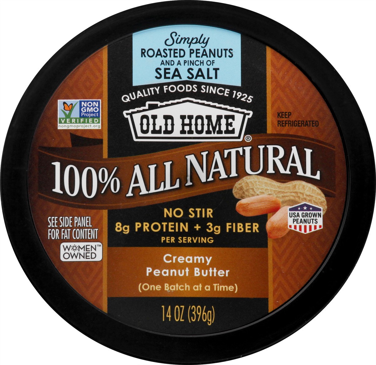 slide 5 of 9, Old Home 100% All Natural Creamy Peanut Butter 14 oz, 14 oz