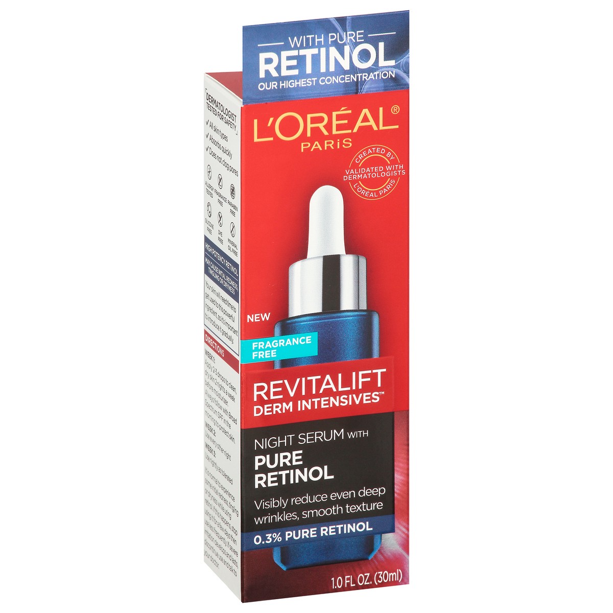 slide 8 of 13, Revitalift Derm Intensives Fragrance Free Night Serum with Pure Retinol 1.0 fl oz, 1 oz