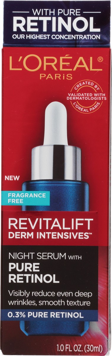 slide 12 of 13, Revitalift Derm Intensives Fragrance Free Night Serum with Pure Retinol 1.0 fl oz, 1 oz