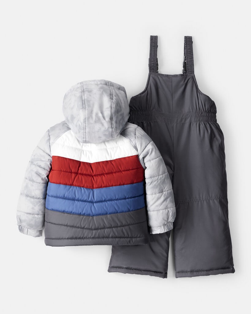 slide 2 of 5, Oshkosh Toddler Boy 2-Piece Color Block Hooded Snowsuit Jacket & Bib Set Multi 4T, 2 pc