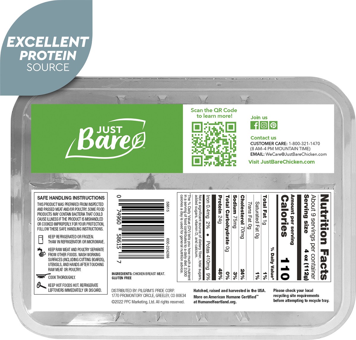 slide 2 of 3, Just BARE Boneless Skinless Chicken Breast, 36 oz