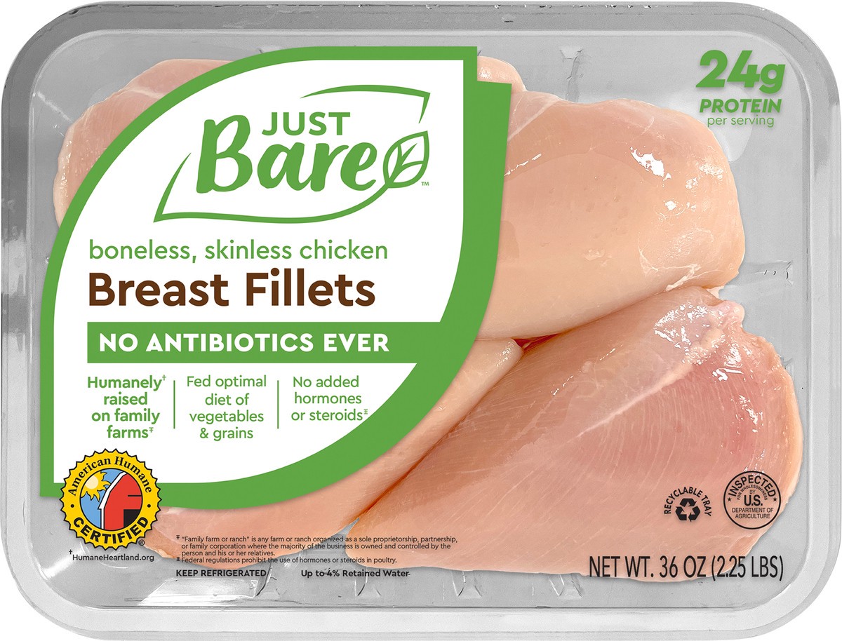 slide 3 of 3, Just BARE Boneless Skinless Chicken Breast, 36 oz