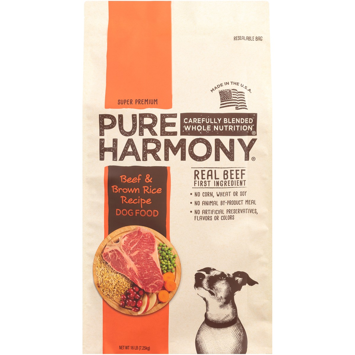 slide 1 of 9, Pure Harmony Super Premium Beef & Brown Rice Recipe Dog Food, 16 lb