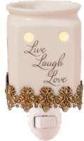 slide 1 of 1, Oak & Rye Live Laugh Love Mini Wax Warmer - Cream, 4.25 in x 3.75 in x 5.75 in