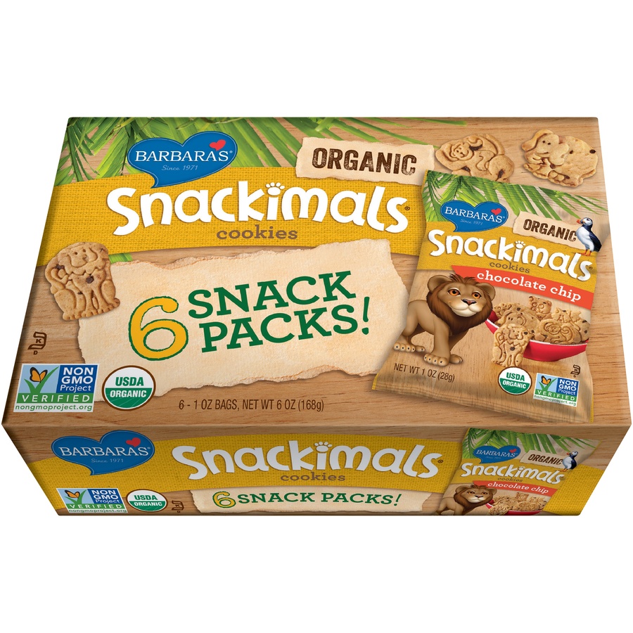 slide 1 of 1, Barbara's Bakery Chocolate Chip Snackimals (6 Pk), 1 ct