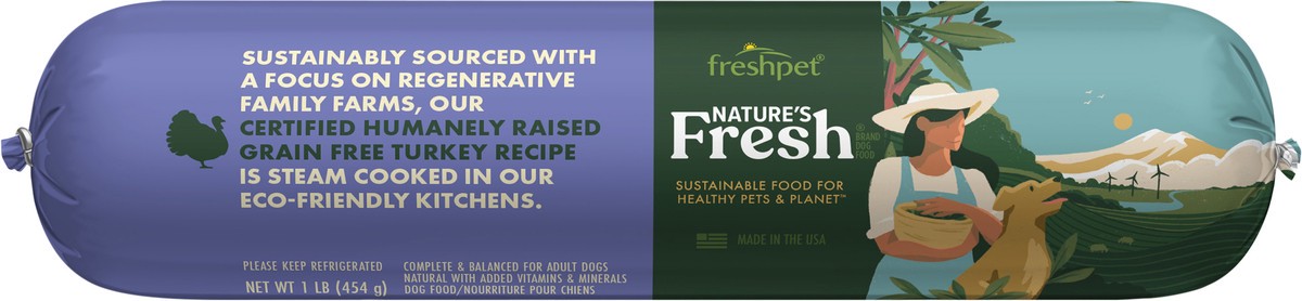 slide 2 of 3, Freshpet Healthy & Natural Dog Food, Fresh Certified Humanely Raised Grain Free Turkey Recipe Dog Food Roll, 1lb, 1 lb