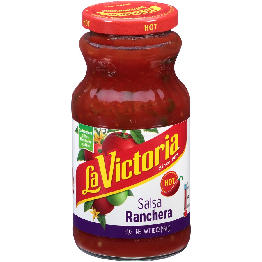 slide 1 of 6, La Victoria Hot Ranchera Salsa, 16 oz