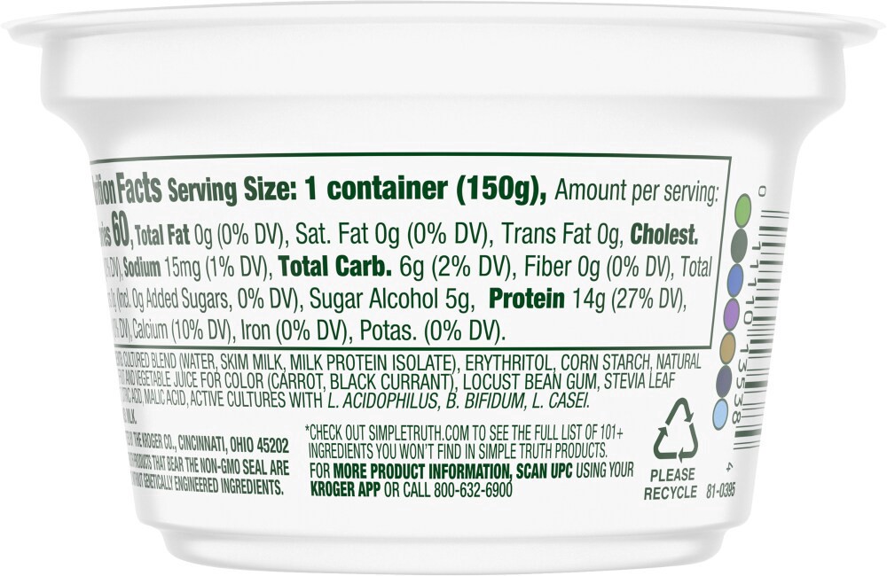 slide 3 of 4, Simple Truth Blueberry Zero Sugar Yogurt Cup, 5.3 oz