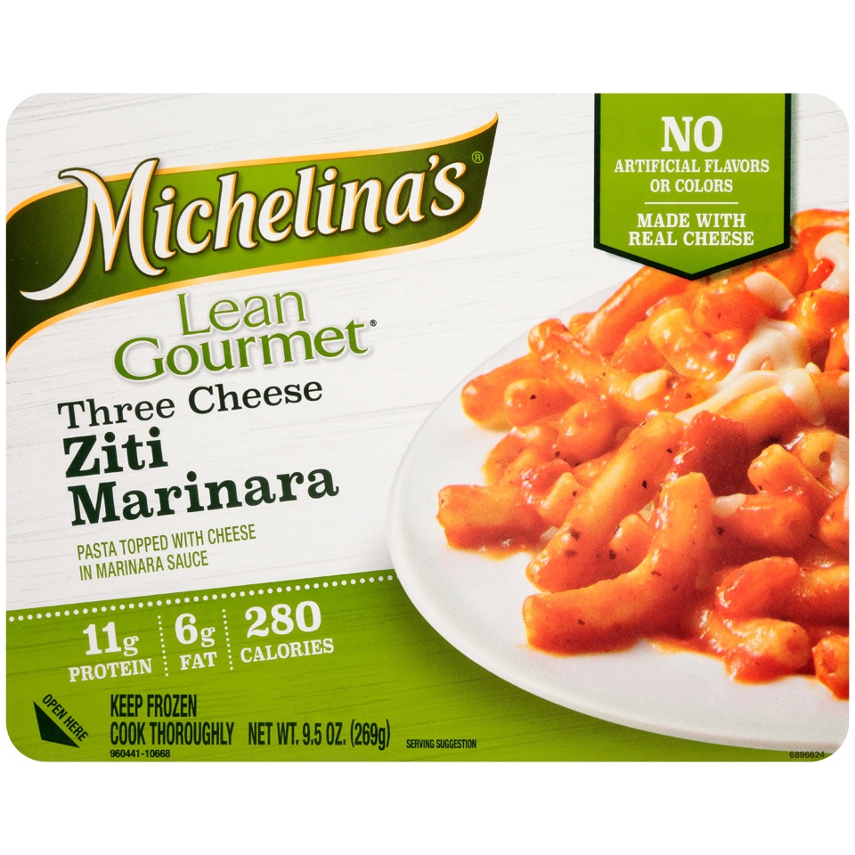 slide 1 of 1, Michelina's Lean Gourmet Three Cheese Ziti Marinara, 9.5 oz