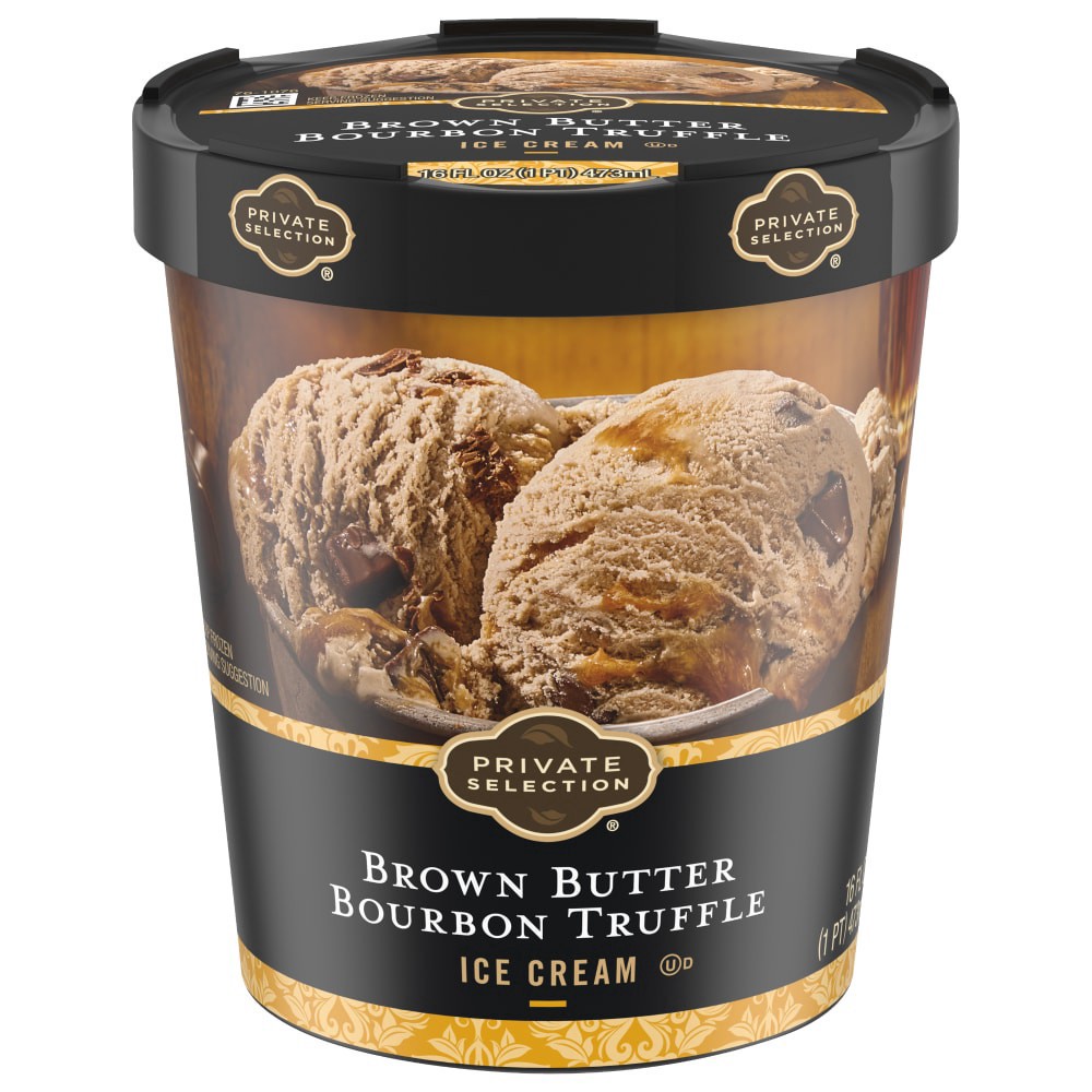 slide 1 of 3, Private Selection Brown Butter Bourbon Truffle Ice Cream, 16 fl oz