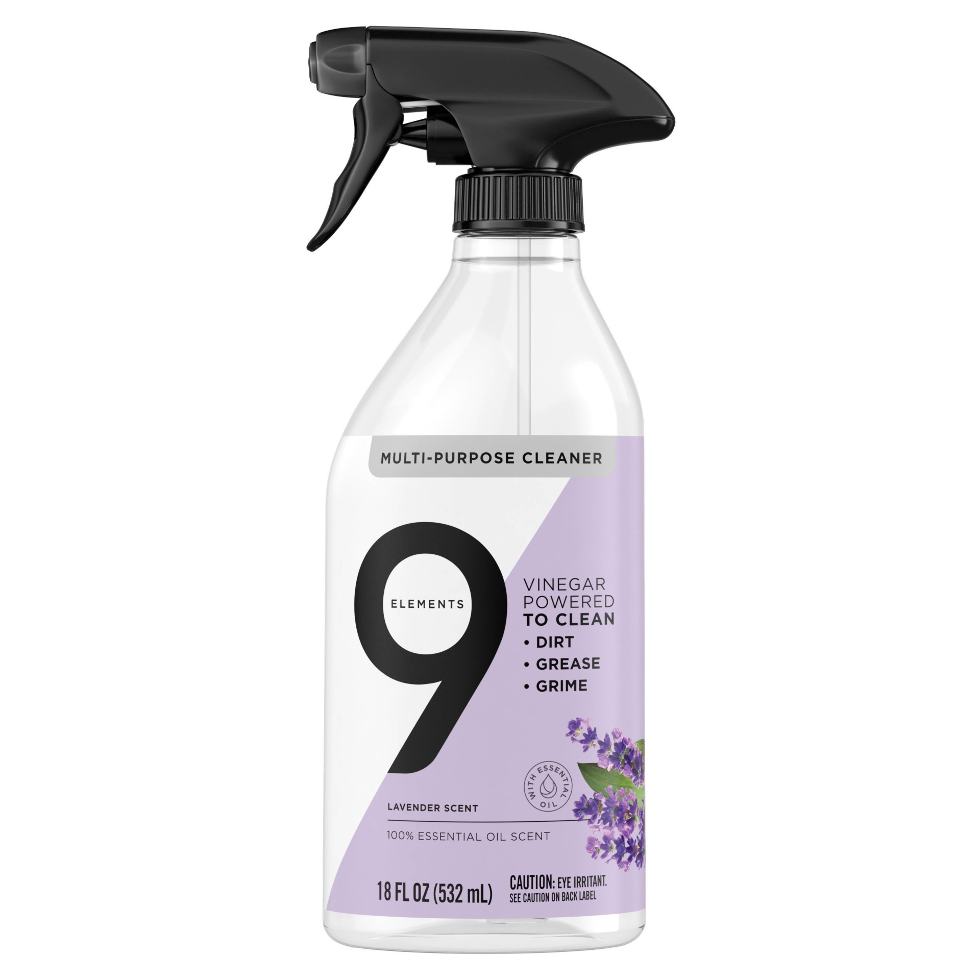 slide 1 of 1, 9 Elements All Purpose Cleaner, Kitchen, Floor, & Bathroom Cleaner, Multi Surface Cleaning Vinegar Spray - Lavender - 18oz Bottle, 18 oz