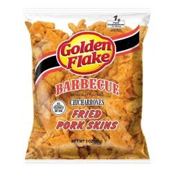 Golden Flake Fried Pork Skins Barbecue Chicharrones 3 oz