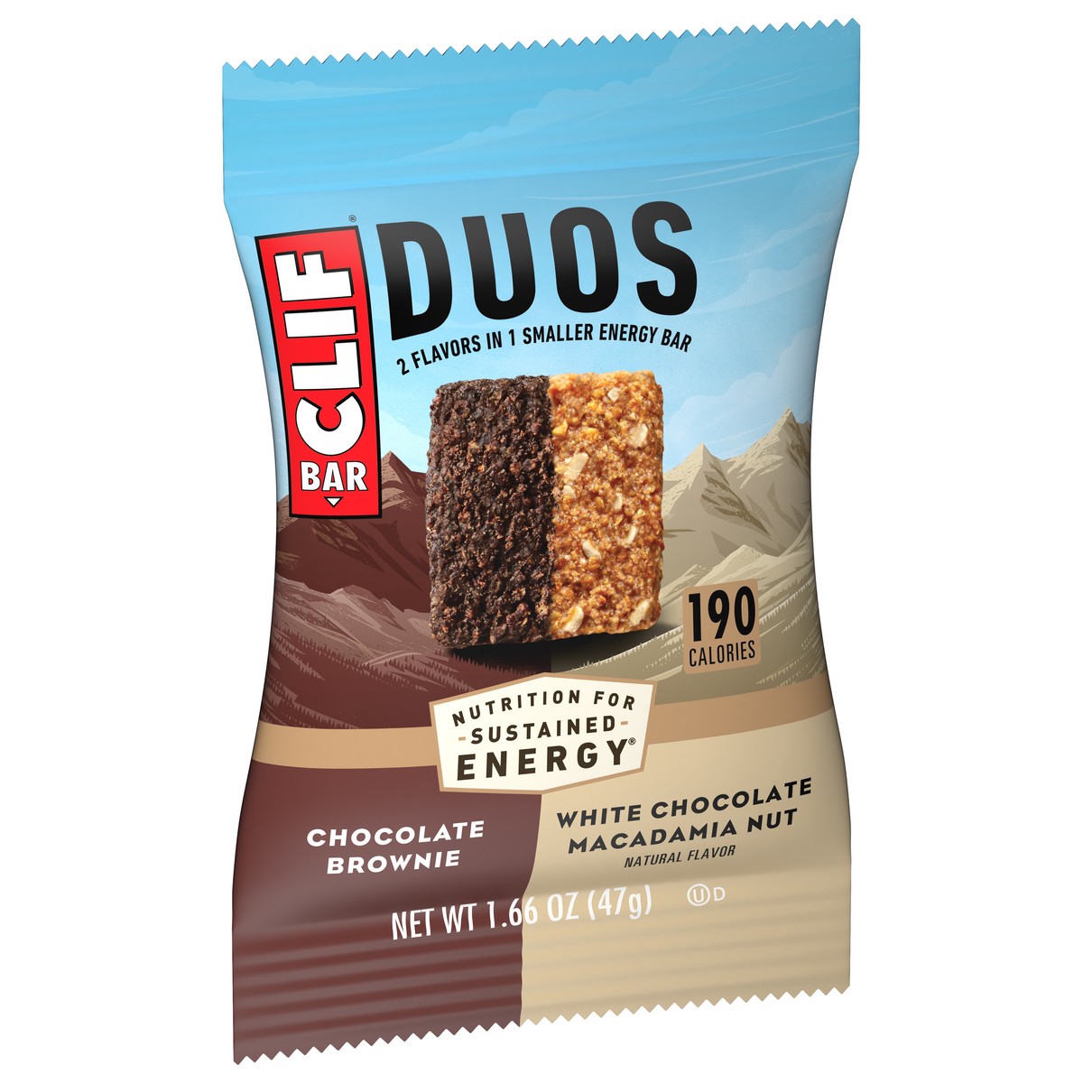 slide 4 of 9, CLIF Duos Chocolate Brownie White Chocolate Macadamia Nut Energy Bar 1.66 oz, 1.66 oz