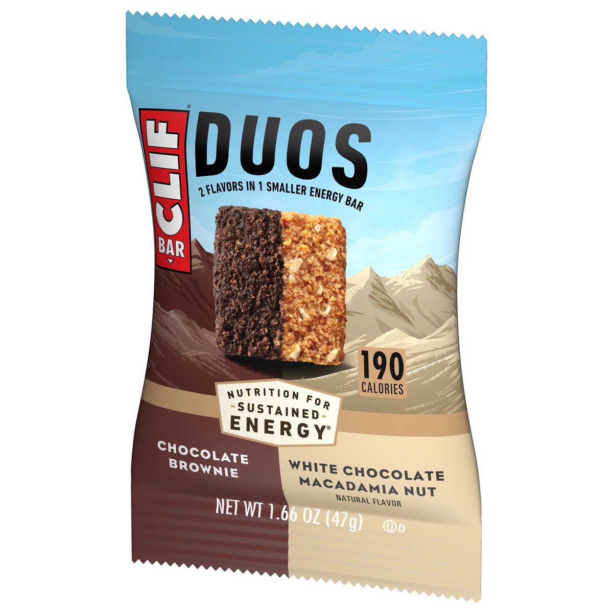 slide 7 of 9, CLIF Duos Chocolate Brownie White Chocolate Macadamia Nut Energy Bar 1.66 oz, 1.66 oz