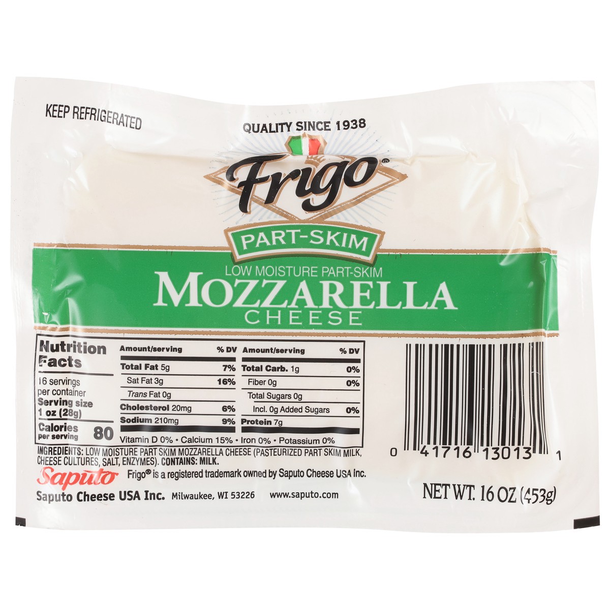 slide 1 of 5, Frigo Low Moisture Part-Skim Mozzarella Cheese 16 oz, 16 oz