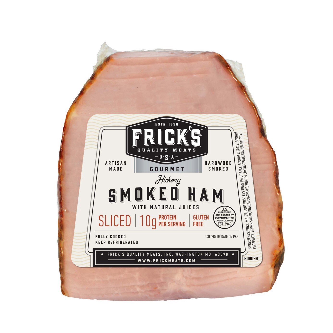 slide 1 of 1, Frick's Hickory Smoked Sliced Ham - Natural Juices, per lb