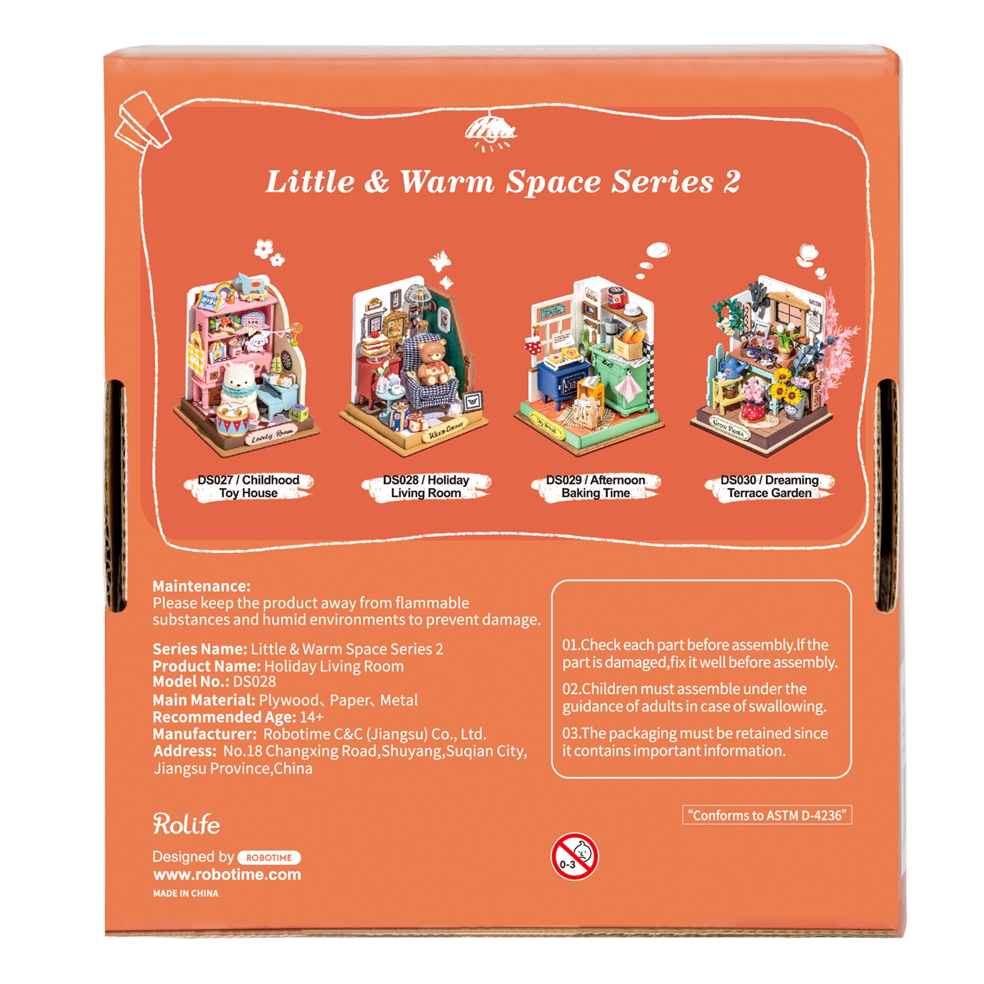 slide 6 of 8, Robotime Rolife Holiday Living Room Diy Miniature Kit, 3.66 in x 2.76 in x 2.76 in