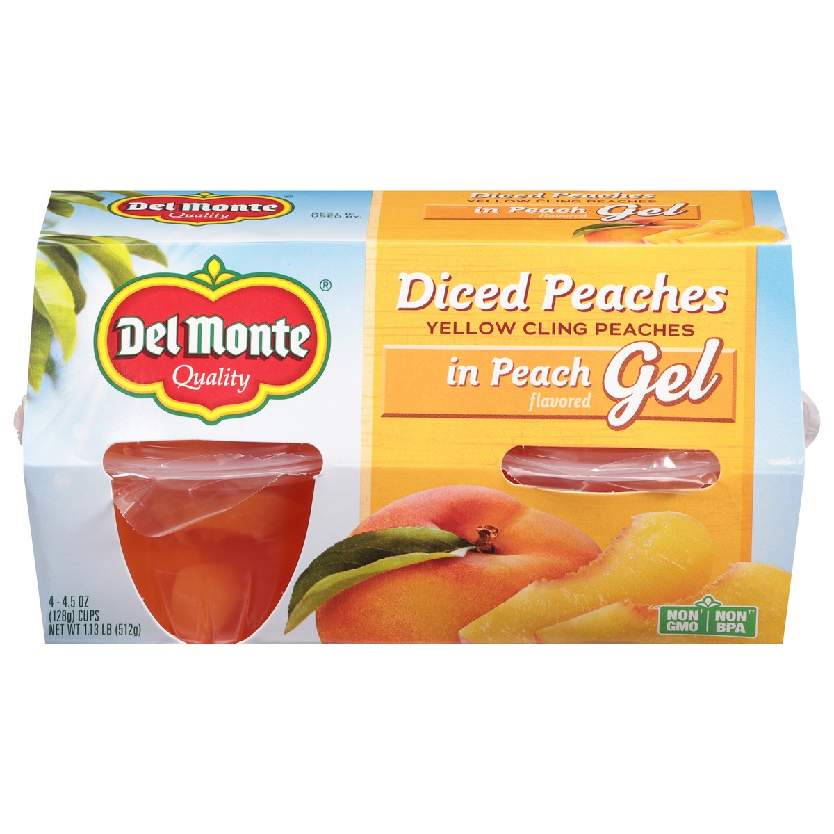 slide 1 of 9, Del Monte Fruit To Go Peaches In Gel, 4 ct