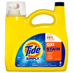 Tide Simply Oxi Boost + Ultra Stain Release, 105 fl oz, 74 Loads, Tough on Stains, Whitens, Brightens, Refreshing Breeze Scent