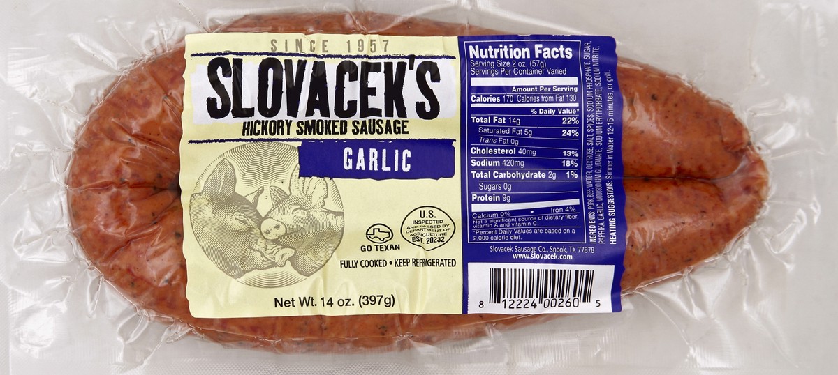 slide 5 of 5, Slovacek's Smoked Sausage 14 oz, 14 oz