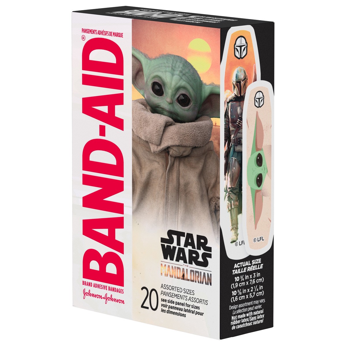 slide 8 of 9, Band-Aid Bandages Featuring Star Wars The Mandalorian Characters, Assorted Sizes, 20 ct