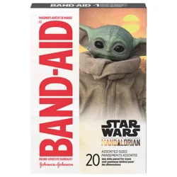 BAND-AID Brand Adhesive Bandages featuring Star Wars The Mandalorian, Assorted Sizes, 20 Count