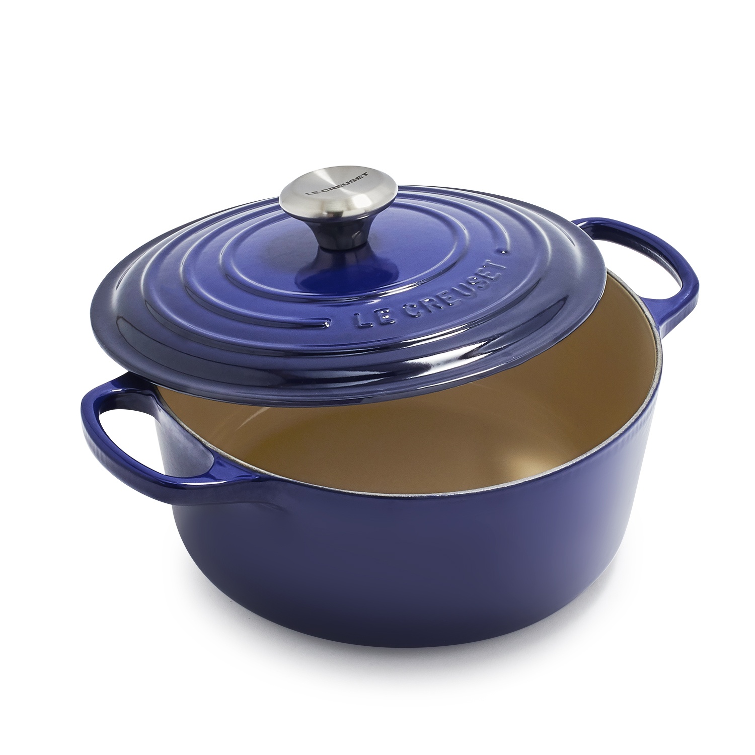 slide 1 of 1, Le Creuset Signature Round Dutch Oven, Indigo, 4.5 qt