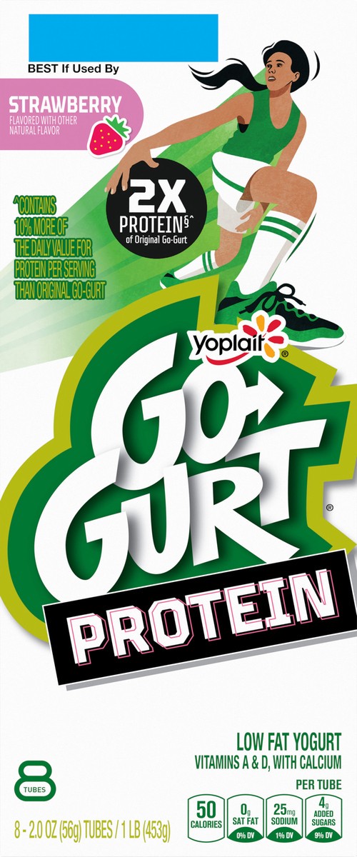 slide 9 of 15, Go-Gurt Protein Strawberry Yogurt Tubes, 8-2 Oz Tubes, 16 oz