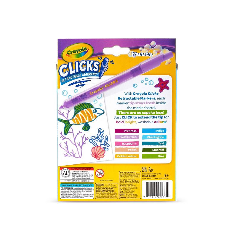 Crayola Washable Markers with Retractable Tips, Clicks, Gifts for Kids
