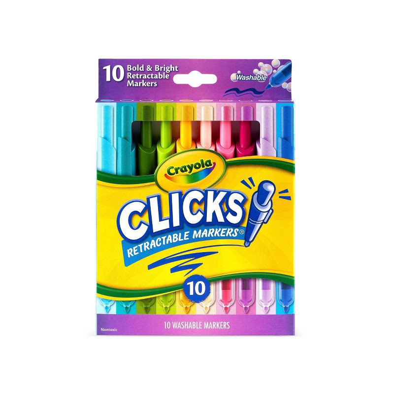 Crayola Washable Markers with Retractable Tips, Clicks, Gifts for Kids 10 ct Shipt
