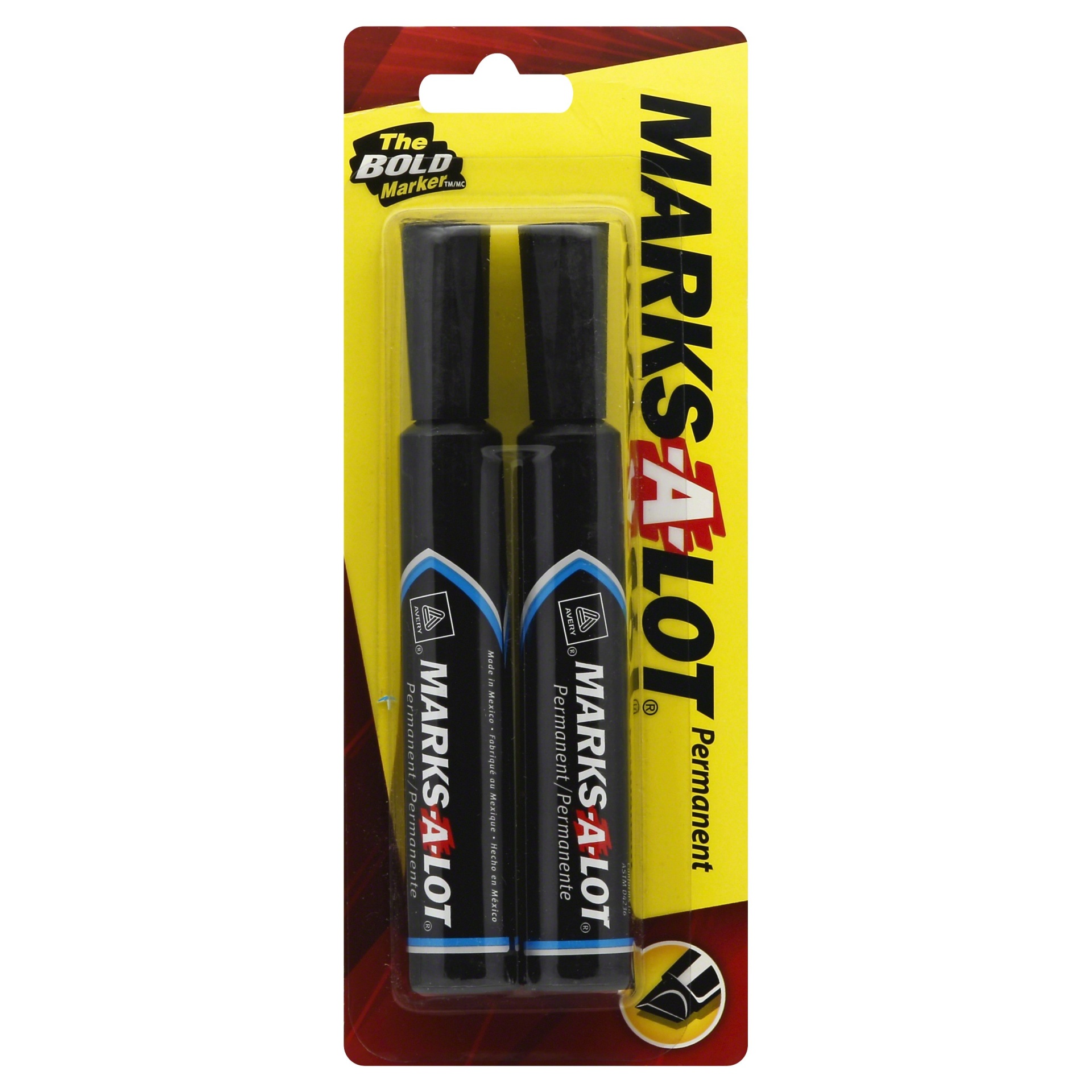 slide 1 of 2, Avery Marks-A-Lot Chisel Point Permanent Marker - Black, 2 ct