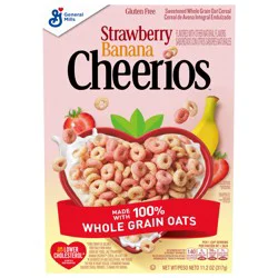Strawberry Banana Cheerios, Heart Healthy Gluten Free Breakfast Cereal, Made with Whole Grain Oats, 11.2 oz