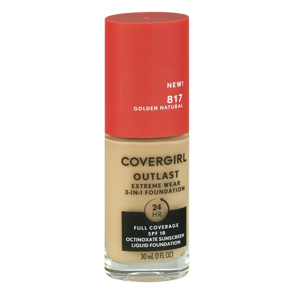 slide 7 of 12, Covergirl Outlast Extreme Wear 3-in-1 Full Coverage Liquid Foundation, SPF 18 Sunscreen, Golden Natural, 1 Fl. Oz., 1 fl oz