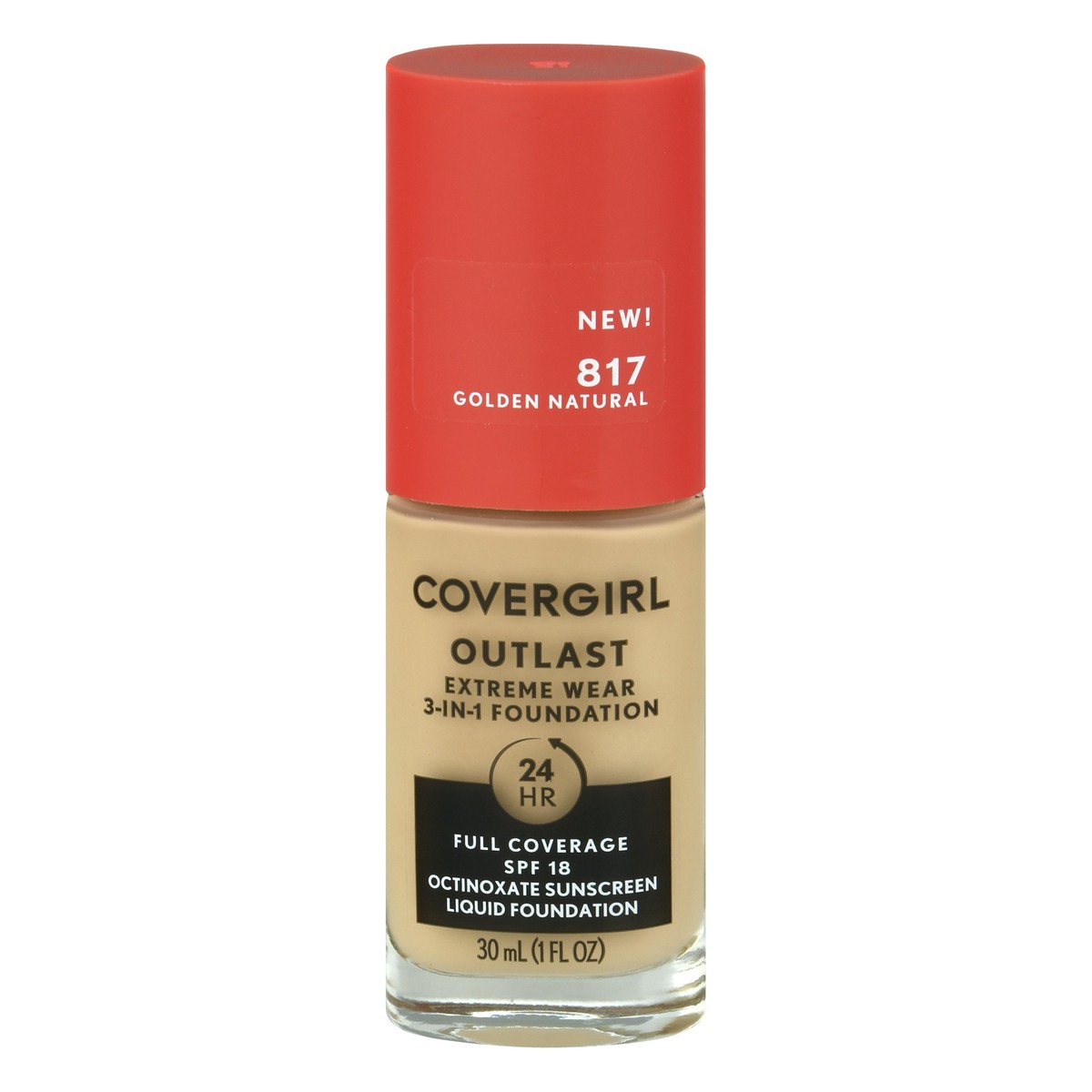 slide 9 of 12, Covergirl Outlast Extreme Wear 3-in-1 Full Coverage Liquid Foundation, SPF 18 Sunscreen, Golden Natural, 1 Fl. Oz., 1 fl oz